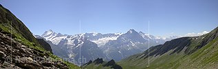 P000038: Panorama Schreckhorn, Fiescherhörner und Eiger vom Schwarzhorn, Grindelwald