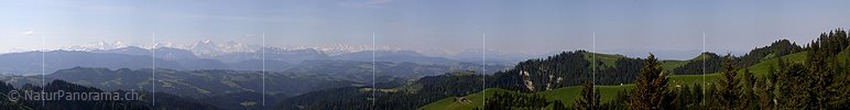 P000083: Panorama Emmentaler Hügellandschaft mit Berner Alpen vom Farnliesel
