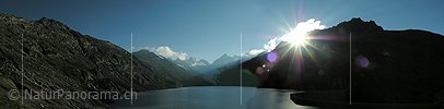 P000384: Panoramabild Abendstimmung am Oberaarsee, Grimsel