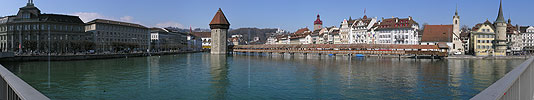 P000853: Panoramafoto Kapellbrücke, Luzern, Zentralschweiz