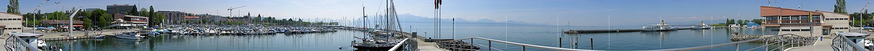 P001085: Panoramabild Bootshafen Lausanne - Ouchy