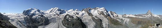 P001228c: Panoramafoto Monte Rosa und Matterhorn vom Gornergrat