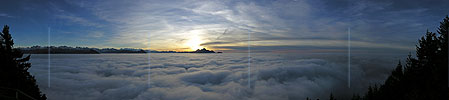 P001558: Panorama Abendstimmung über Nebelmeer von Rigi Kaltbad (Chänzeli)