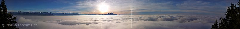 P001577: Panorama Abendstimmung über Nebelmeer von Rigi Kaltbad (Känzeli), Zentralschweiz