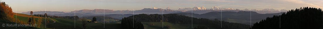 P001623: Panoramabild Abendstimmung über dem Emmental mit Berner Alpen