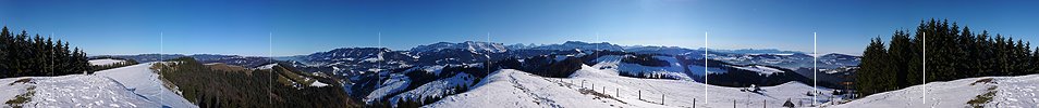 P001717: Panoramabild Emmentaler Hügellandschaft, Voralpen und Alpen im Winter