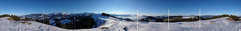 P001720: Panorama Emmentaler Hügellandschaft, Voralpen und Alpen im Winter
