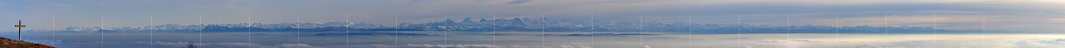 P001822a: Langes Panoramafoto des Alpenpanoramas vom Weissenstein
