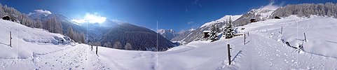 P001828: Panoramabild Winterwanderweg Binntal, Wallis