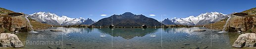 P002489b: Grosspanorama Allalinhorn, Alphubel und Mischabel von Kreuzboden (Gespiegelt)