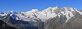 P002499c: Panoramafoto Allalinhorn, Alphubel und Mischabel (Schweizer Alpen)