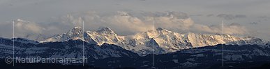 P003354: Panoramabild Wolkenstimmung über Eiger, Mönch und Jungfrau