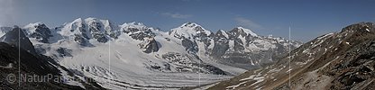 P003742e: Hochauflösendes Panoramafoto Piz Palü - Piz Bernina - Piz Morteratsch (Berninagruppe)