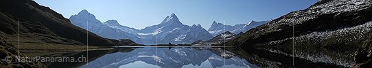 P004132: Panoramabild Bachalpsee mit Wetterhorn, Bärglistock, Schreckhorn und Finsteraarhorn