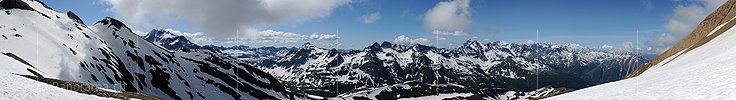 P005240: Panoramic picture of mountain scenery with friendly cloud sky