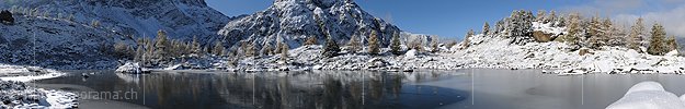 P005773: Grosspanoramabild Erster Schnee an Bergsee (Mässersee)