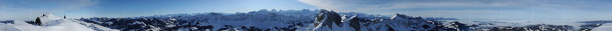 P006031a: 360 ° large panoramic image Bernese Alps from the Schrattenfluh