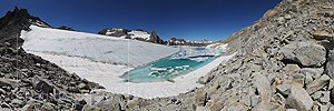 P006385: Grosspanorama Gletschersee (Wasserfarbe türkis) mit Eisschollen (Stand 7.2010)