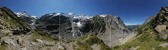P006592: Grosspanoramabild Bänisegg mit Gletschersee und Bergsturz am Eiger (Stand 8.2010)