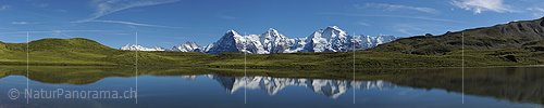 P006717o: Panorama Spiegelung mit Eiger, Mönch und Jungfrau