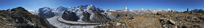 P006758b: Panorama vom Gornergrat mit Matterhorn und Monte Rosa Massiv