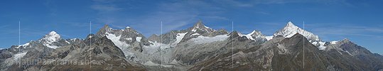 P006763c: Panoramabild Dent Blanche, Obergabelhorn, Zinalrothorn und Weisshorn