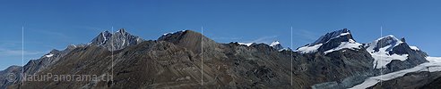 P006763d: Panoramabild Dom, Täschhorn, Alphubel, Allalinhorn, Rimpfischhorn und Strahlhorn
