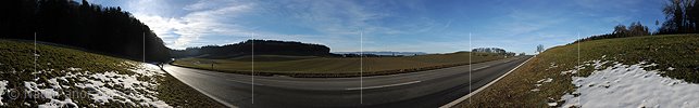 P007153: Panorama Hauptstrasse in lieblicher Hügellandschaft