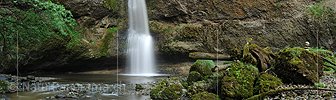 P007552: Panoramabild Wasserfall vor Nagelfluh (Langzeitbelichtung)
