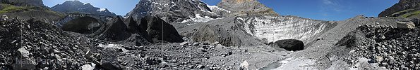 P007987: 360° Panoramabild Gletscherschmelze am Gamchigletscher