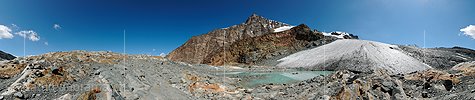 P008273: 360° Panoramabild Kleiner Gletschersee am Alphubelgletscher (Stand 8.2011)