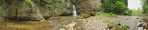 P010212b: Panoramafoto Wasserfall in natürlicher Umgebung (Langzeitbelichtung)