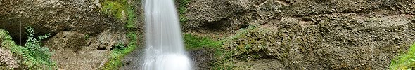 P010224: Panoramabild Wasserfall vor Nagelfluh (Konglomerat)