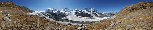 P010543: 360° Gigapixel-Panoramafoto Zermatter Bergwelt mit Monte Rosa, Liskamm und Gornergletscher
