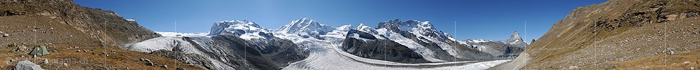 P010543a: 360° Panoramafoto Bergwelt mit Monte Rosa, Liskamm und Gornergletscher