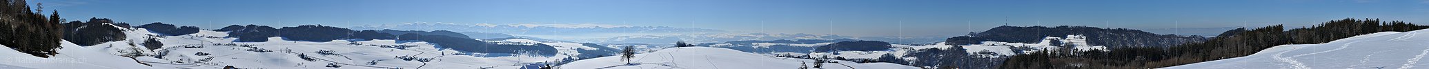 P012163a: Long panorama photo of winter landscape in the Emmental