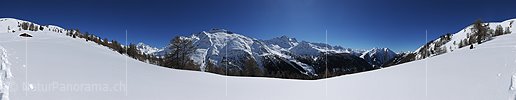 P012205: 360° Panoramic photo Untouched winter landscape in the Swiss Alps