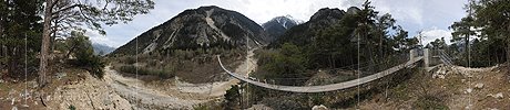 P012336: 360° Panoramabild Bhutan-Hängebrücke im Pfynwald