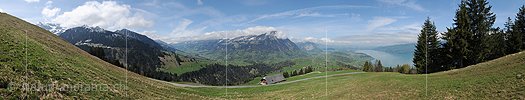P012447: Panoramic photo Kandertal, Niesen and Lake Thun from Aeschiried