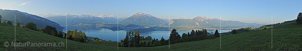 P012764b: Hochauflösendes Panoramafoto Morgenstimmung über der Thunerseeregion