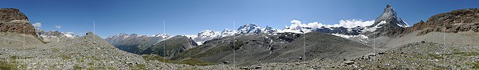 P013392a: 360° Panoramabild Matterhorn und Zermatter 4000er