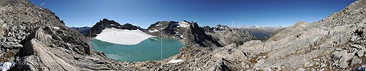 P015086: 360° Panoramabild Chüebodengletscher (Stand 9.2014).