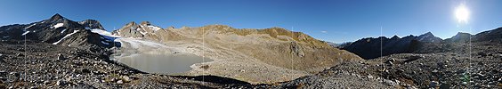P015123: 360° Panoramafoto Witenwasserengletscher mit Gletscherrandsee (Stand 9.2014)