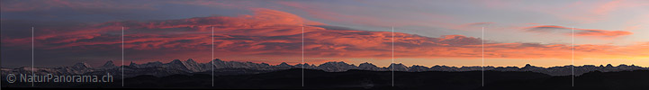 P015611c: Panoramic photo Evening with colored clouds over the Bernese Alps