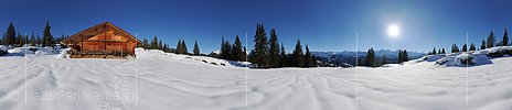 P015633: 360° Panoramafoto Alphütte in Winterlandschaft