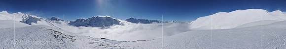 P015713: 360° Panoramafoto Nebelmeer in winterlicher Berglandschaft