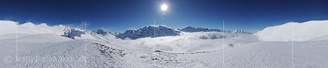P015714: 360° Panoramafoto Nebelmeer über Bergtal in den Walliser Alpen