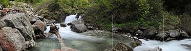 P016212: Panoramafoto Wasserfall in ursprünglichem Bergbach