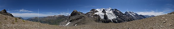 P016622a: 360° Panoramafoto Blüemlisalp und Blüemlisalpgletscher vom Bundstock