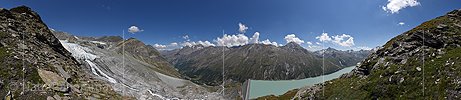 P016664: 360° Panoramafoto Allalingletscher und Stausee Mattmark